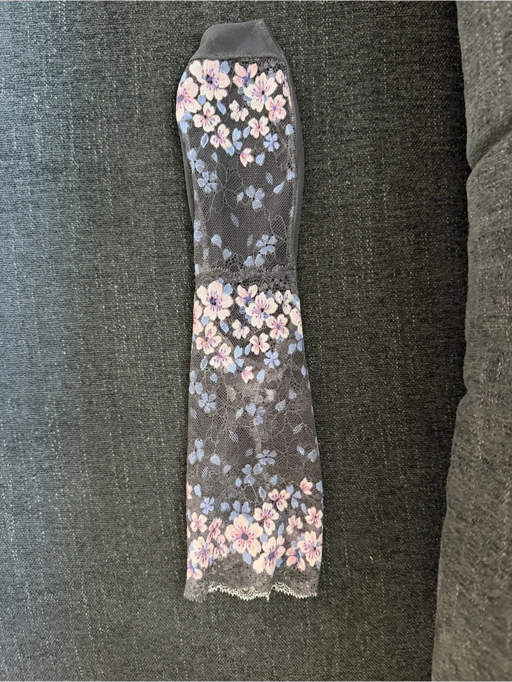 Sheer Cherry Blossom Lace Socks, Charcoal Floral Sakura Mesh, Fits W 8-9.5, NWOT